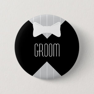 Chapa Redonda De 5 Cm Novio Bowtie y rayas