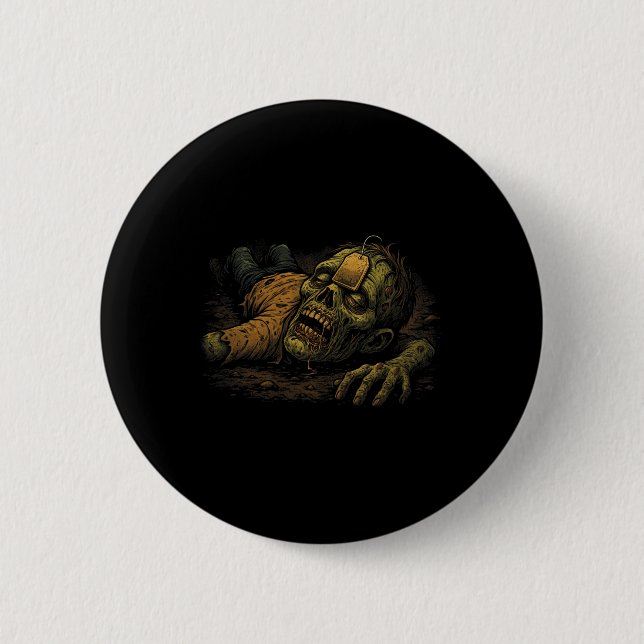 Chapa Redonda De 5 Cm Npc Zombie Teag - Meme divertido de Halloween para (Anverso)