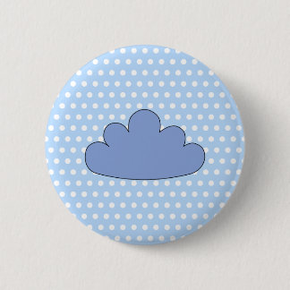Chapa Redonda De 5 Cm Nube azul en puntos de polca azules y blancos