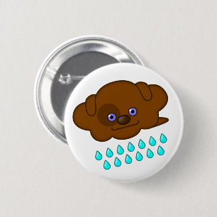 Chapa Redonda De 5 Cm Nube de Perro Marrón Lluvia -
