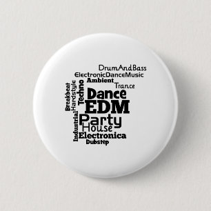 Chapa Redonda De 5 Cm Nube de Word de Fiesta de baile EDM