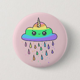 Chapa Redonda De 5 Cm Nube del unicornio del arco iris