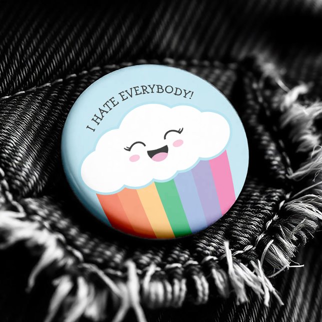Chapa Redonda De 5 Cm Nube y arbustos de Kawaii ( This button design is especially made for the not so shiny-happy-people,you know who you are.)