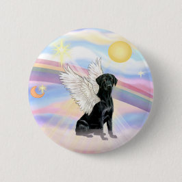 Chapa Redonda De 5 Cm Nubes - Ángel Labrador Retriever Negro
