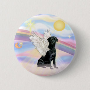 Chapa Redonda De 5 Cm Nubes - Ángel Labrador Retriever Negro
