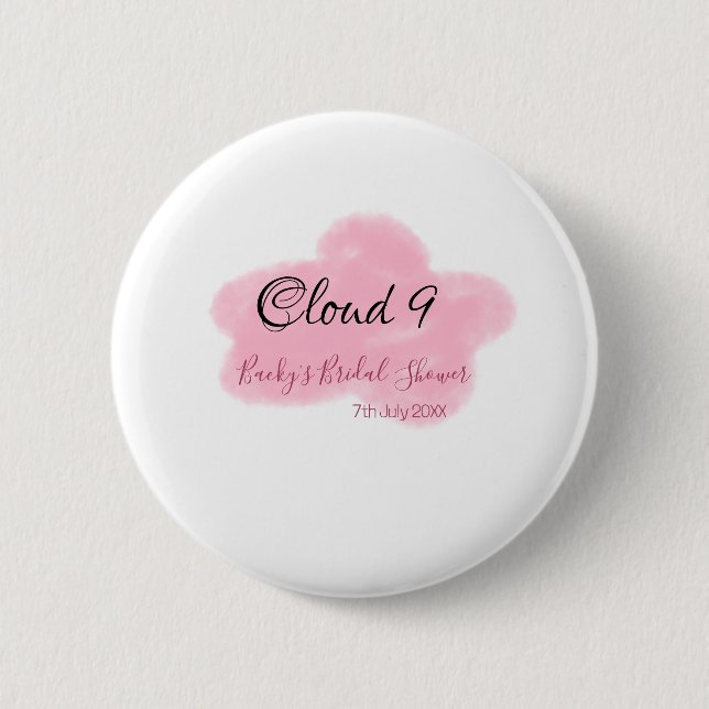 Chapa Redonda De 5 Cm Nubes nueve rosa pastel despedida de soltera nombr (Anverso)