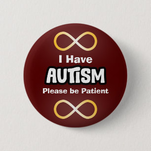 Chapa Redonda De 5 Cm Nudo de Infinito de Oro Conciencia sobre el Autism