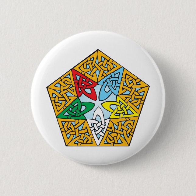 Chapa Redonda De 5 Cm Nudo del este del Celtic de la estrella (Anverso)