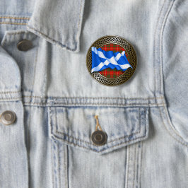 Chapa Redonda De 5 Cm Nudo y bandera de tartán del Clan Bruce