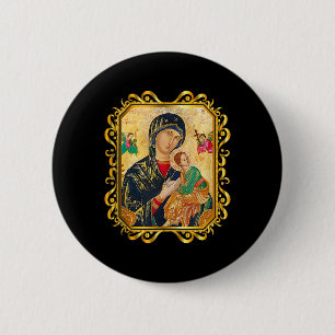Chapa Redonda De 5 Cm Nuestra Señora De La Ayuda Perpetua Bendice A La M