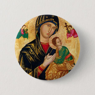 Chapa Redonda De 5 Cm Nuestra Señora de la ayuda perpetua Icono Virgen M