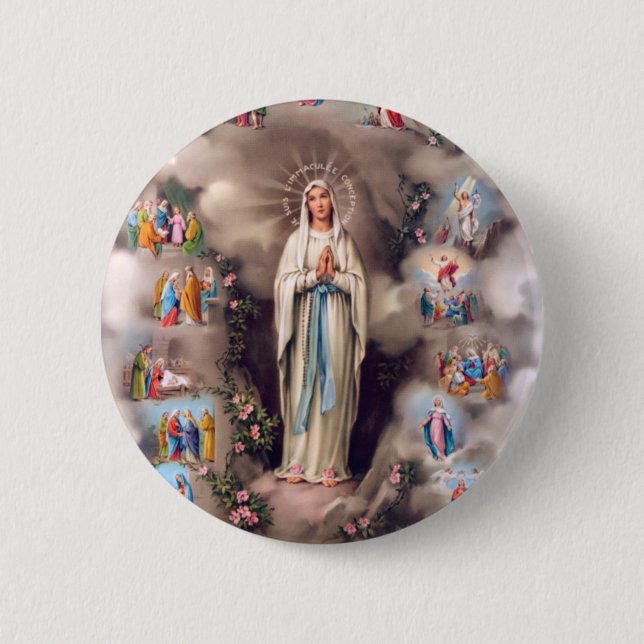 Chapa Redonda De 5 Cm Nuestra señora de Lourdes (Anverso)