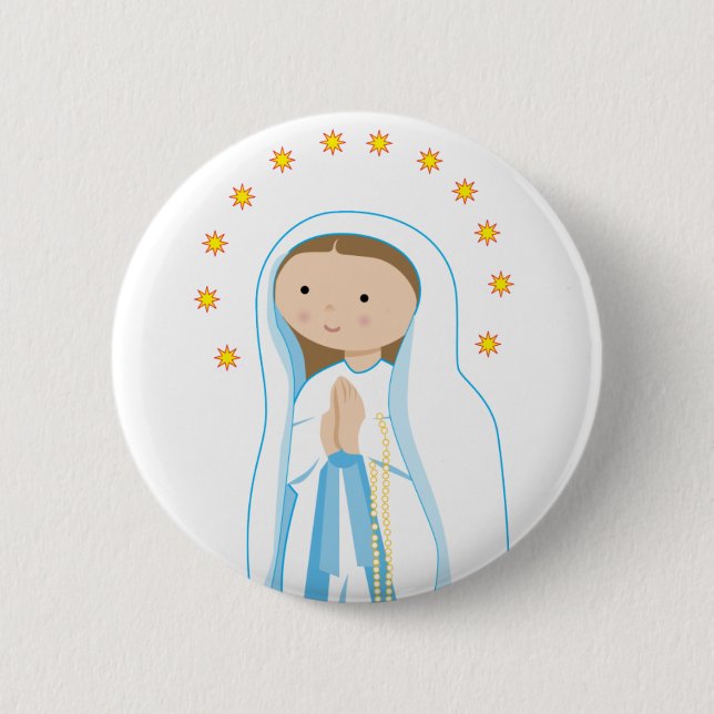 Chapa Redonda De 5 Cm Nuestra Señora de Lourdes (Anverso)