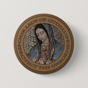 CHAPA REDONDA DE 5 CM NUESTRA SEÑORA OF GUADALUPE PROTEGE EL NONATO