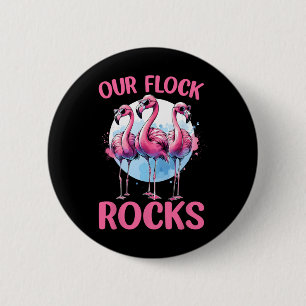 Chapa Redonda De 5 Cm Nuestras Flock Rocks Flamingos Lover Familia Vacac
