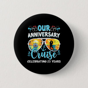 Chapa Redonda De 5 Cm Nuestro Crucero de Aniversario Celebrando 23 Años