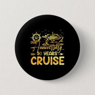 Chapa Redonda De 5 Cm Nuestro crucero de aniversario de bodas número 50