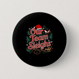 Chapa Redonda De 5 Cm Nuestro Equipo Desliza Reno de Navidad Trabajo de