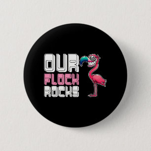 Chapa Redonda De 5 Cm Nuestro Flock Rocks Flamingo