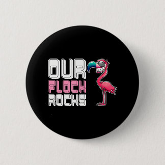 Chapa Redonda De 5 Cm Nuestro Flock Rocks Flamingo