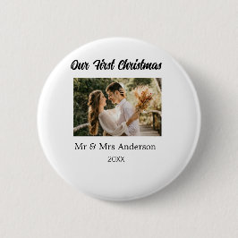 Chapa Redonda De 5 Cm Nuestro primer nombre de foto de la pareja de Navi