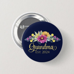 Chapa Redonda De 5 Cm Nueva Abuela Elegante Floral Daisy Sunflower