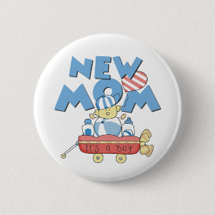 Chapa Redonda De 5 Cm Nueva mamá es un chico camisetas y regalos
