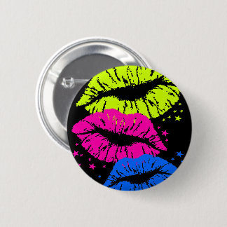 Chapa Redonda De 5 Cm Nueva Ola Retro Llabios y Estrellas Besos Pin de l