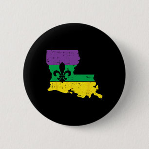 Chapa Redonda De 5 Cm Nueva Orleans Louisiana Map Jester Funny Mardi Gra