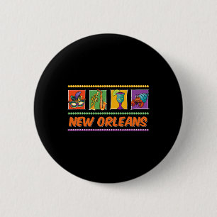 Chapa Redonda De 5 Cm Nueva Orleans Louisiana Mardi Gras Jazz Vintage So
