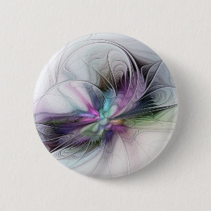 Chapa Redonda De 5 Cm Nueva vida, arte fantástico abstracto fractal colo