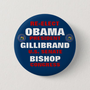 Chapa Redonda De 5 Cm Nueva York para el obispo de Obama Gillibrand