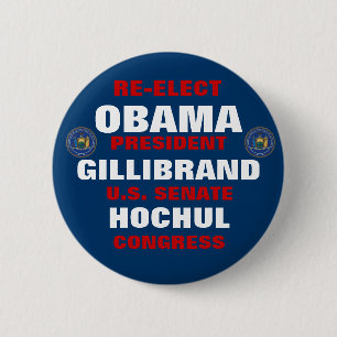Chapa Redonda De 5 Cm Nueva York para Obama Gillibrand Hochul