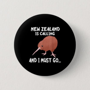 Chapa Redonda De 5 Cm Nueva Zelanda está llamando a Kiwi Ave Silvestre A