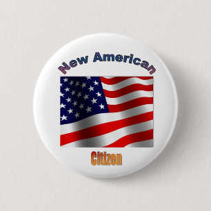 Chapa Redonda De 5 Cm "Nuevo ciudadano americano "