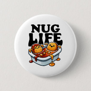 Chapa Redonda De 5 Cm Nug Life Funny Chicken Nuggets En Bbq Sauce Cartoo
