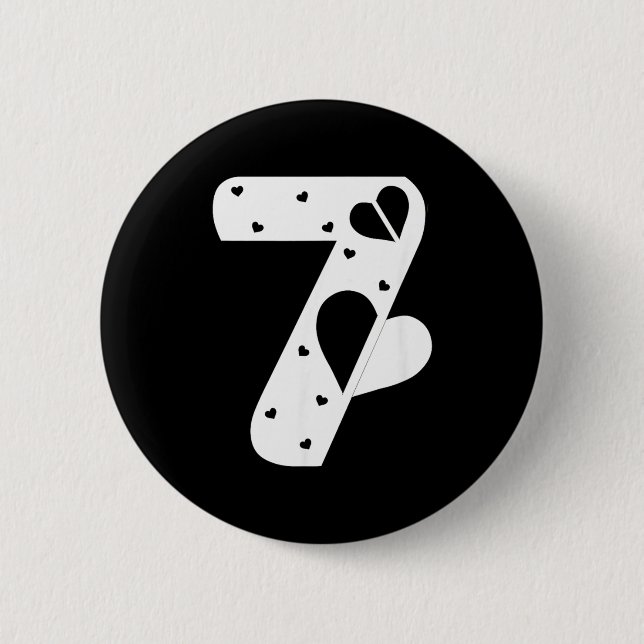 Chapa Redonda De 5 Cm Number 7 Hearts Love 67 Couple Matching Christmas  (Anverso)