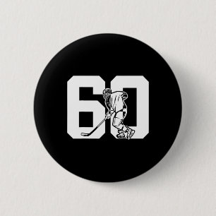 Chapa Redonda De 5 Cm Número 60 años hockey sobre hielo cumpleaños 60