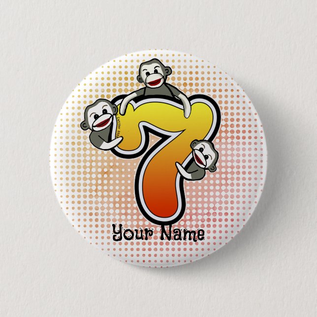 Chapa Redonda De 5 Cm Número de mono 7 (Anverso)