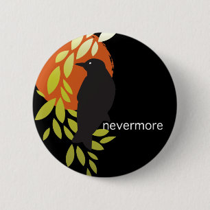 Chapa Redonda De 5 Cm Nunca más - cuervo y luna por el Poe
