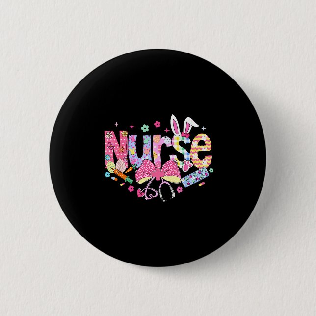 Chapa Redonda De 5 Cm Nurse Easter Day Cute Coquette Stethoscope Nursing (Anverso)