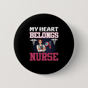 Chapa Redonda De 5 Cm Nurse Gift   Mi corazón pertenece a una enfermera