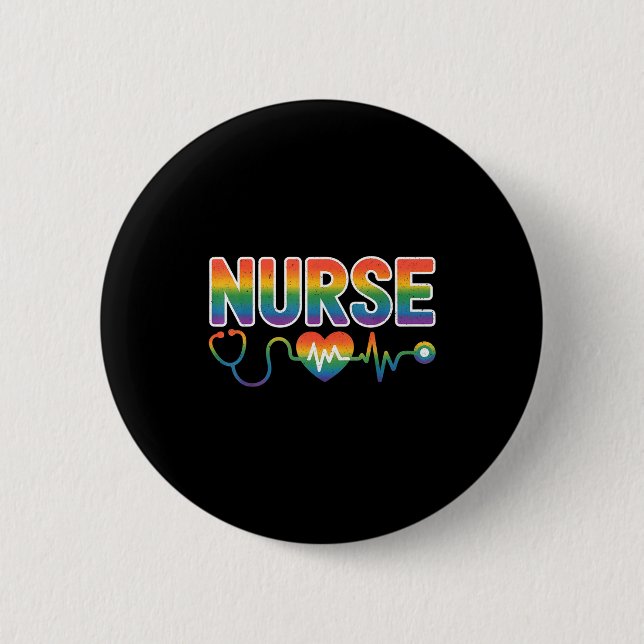 Chapa Redonda De 5 Cm Nurse's Life Lgbt Heart Stethoscope Nurse Week  (Anverso)