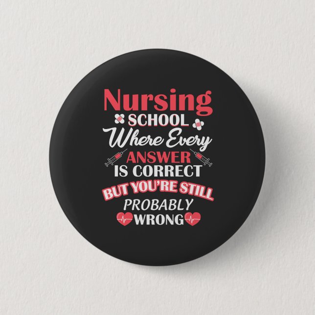 Chapa Redonda De 5 Cm Nursing Life | Nursing School Student (Anverso)