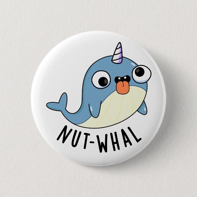 Chapa Redonda De 5 Cm Nut-whal Funny Narwhal Pun (Anverso)