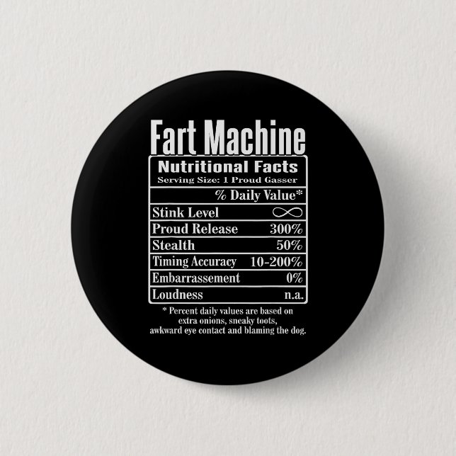 Chapa Redonda De 5 Cm Nutrion Facts Fart Machine Dad Jokes Funny Farting (Anverso)