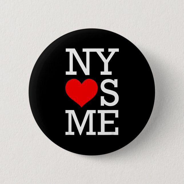Chapa Redonda De 5 Cm Ny Loves Me Funny I Heart New York  (Anverso)