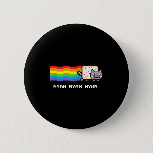 Chapa Redonda De 5 Cm Nyan Cat Nyan Nyan Nyan Rainbow Funny Internet Mem (Anverso)