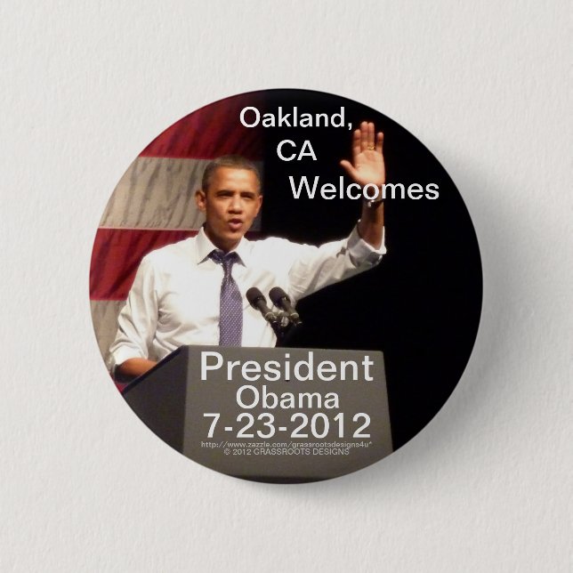 Chapa Redonda De 5 Cm Oakland, presidente Obama de las recepciones de CA (Anverso)