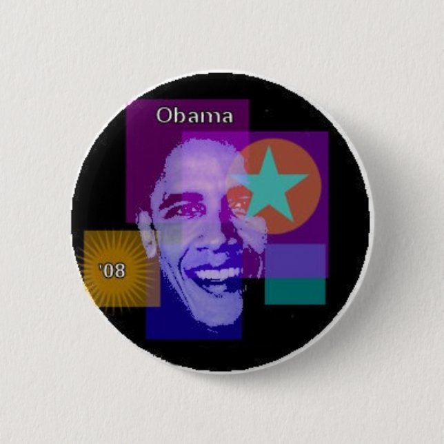 Chapa Redonda De 5 Cm Obama '08 (Anverso)
